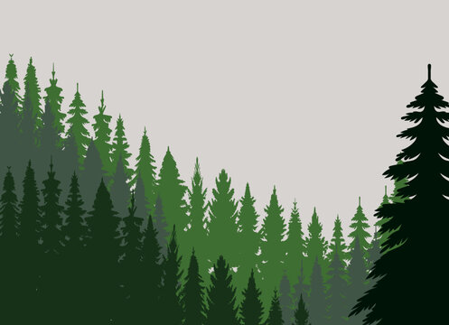 silhouette forest, nature green design vector isolated
