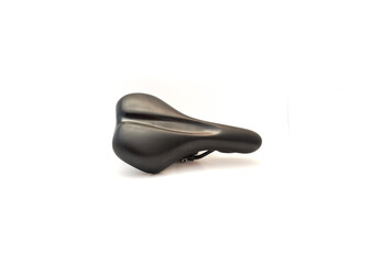 Top view brand new foam bike saddle seat isolated on white background