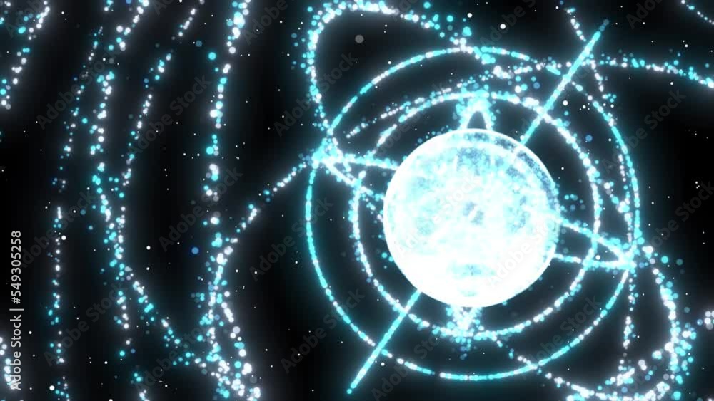 Poster glowing white star core in space. energy shiny star ball moving, animation of neutron star in space,