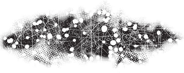 Vintage texture with atomic design elements . Mid century modern . Wall art . Overlay tech texture . Vector abstract  grunge background