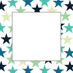 Card, invitation, banner or post. Pattern with stars. Empty space for text or picture. Christmas time. Winter.