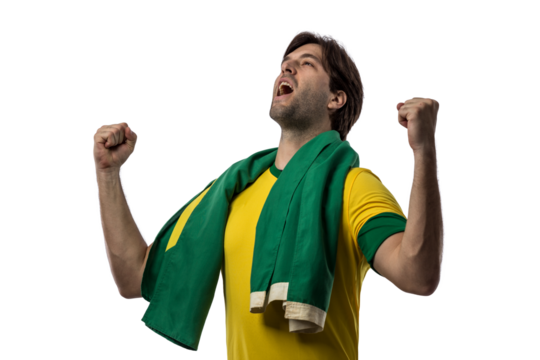 Brazilian soccer player, celebrating the championship