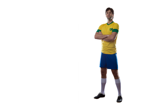 Brazilian soccer player, celebrating the championship