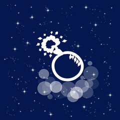 Naklejka premium Dynamite, pyrotechnics, explosion, war, danger, risk. Banner, illustration with dark blue color background. New concept backdrop, glitter effect new