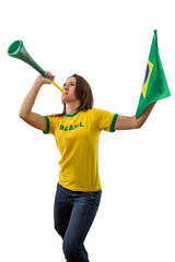 Female brazilian fan celebrating