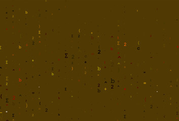 Light Orange vector template with math simbols.