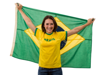 Female brazilian fan celebrating
