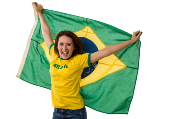 Female brazilian fan celebrating