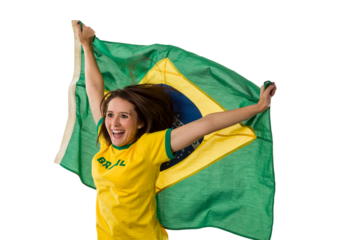 Female brazilian fan celebrating