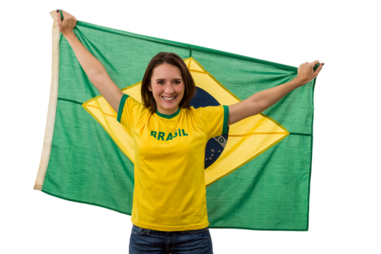 Female brazilian fan celebrating