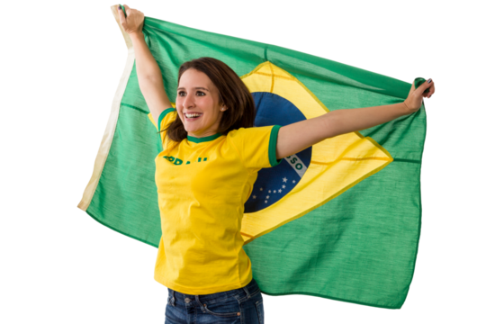 Female brazilian fan celebrating