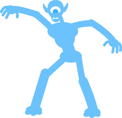 Angry monster with long arms and legs semi flat color vector character. Posing figure. Full body personage on white. Simple cartoon style illustration for web graphic design and animation