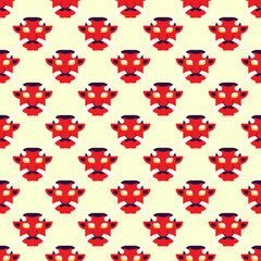 Chinese New Year illustration. Colorful seamless vector pattern of flat devil mask. Vibrant image for web sites, printing and wrapping