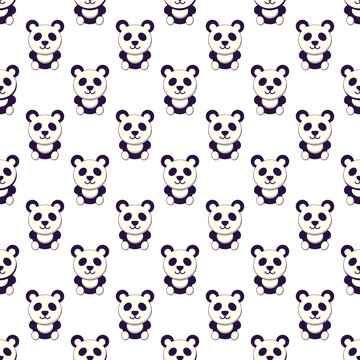 Chinese New Year illustration. Colorful seamless vector pattern of cartoon panda. Vibrant image for web sites, printing and wrapping
