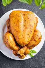 chicken whole or turkey baked bird dish snack meal food snack on the table copy space food background rustic top view