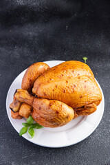 chicken whole or turkey baked bird dish snack meal food snack on the table copy space food background rustic top view