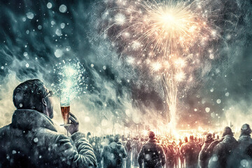 Fototapeta premium Silvester Party Feier Neujahr Begrüßung Tradition Alles Neu New Years Eve - AI Digital - Illustration Digital Art