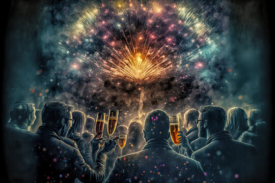 Silvester Party Feier Neujahr Begrüßung Tradition Alles Neu New Years Eve - AI Digital - Illustration Digital Art