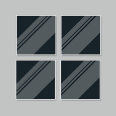 realistic modern photo frames glued on tape. Tapped on photo mock up design. Grunge brick background. Vector illustration