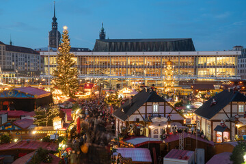 Dresden Germany Christmas market on the day of its inauguration on November 23, 2022, ...