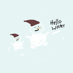 Hello winter. The inscription on a blue background.