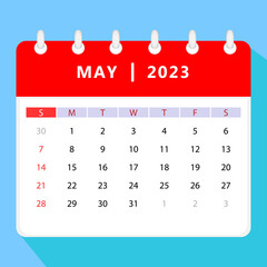 May 2023 calendar template. Vector design. - obrazy, fototapety, plakaty