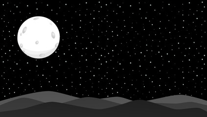 Night background with moon and full stars. Vector illustration.