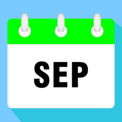 Calendar icon for September. Vector illustration.