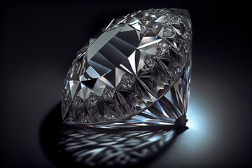 Computer-generated image of an opulent and expensive 1000 karat diamond.. Pure carbon diamond with flawless exterior for the most expensive price