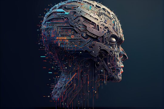 Computer generated image of a digital brain to represent artificial intelligence, machine learning, and big data. Computerized brains and thinking AI are science fiction that may one day become true