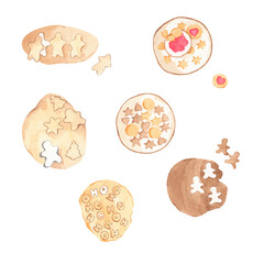 Watercolor cooking - baking, baker, isolated illustration, food, dough