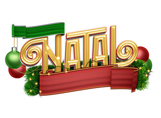 Selo 3D Natal alegre para composi&ccedil;&atilde;o