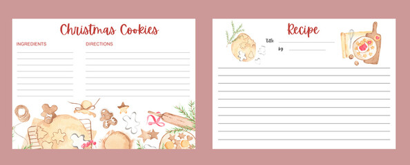Christmas Recipe Postcards - Set of 2 - Baking, cooking, cookies templates