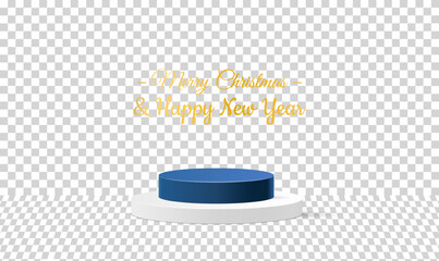New year 3d realistic podium on transparent background. Merry Chrastmas and Happy New Year concept. Vector illustration concept