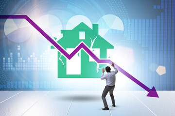 Concept of real estate price crush