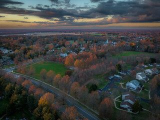 Aerial Drone Sunset in Cranbury New Jersey 