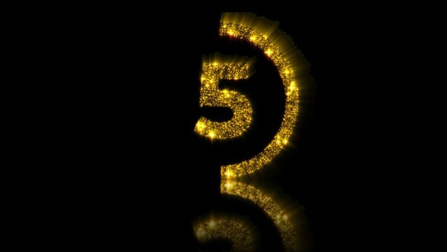 10 second countdown counter with gold and glitter colors with rounded corners for 10 to 1 on a black background.