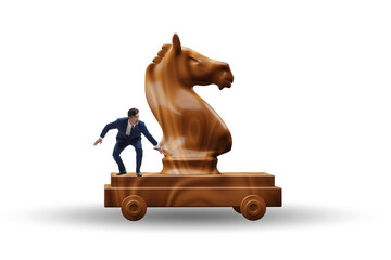 Businessman and trojan horse in trap concept