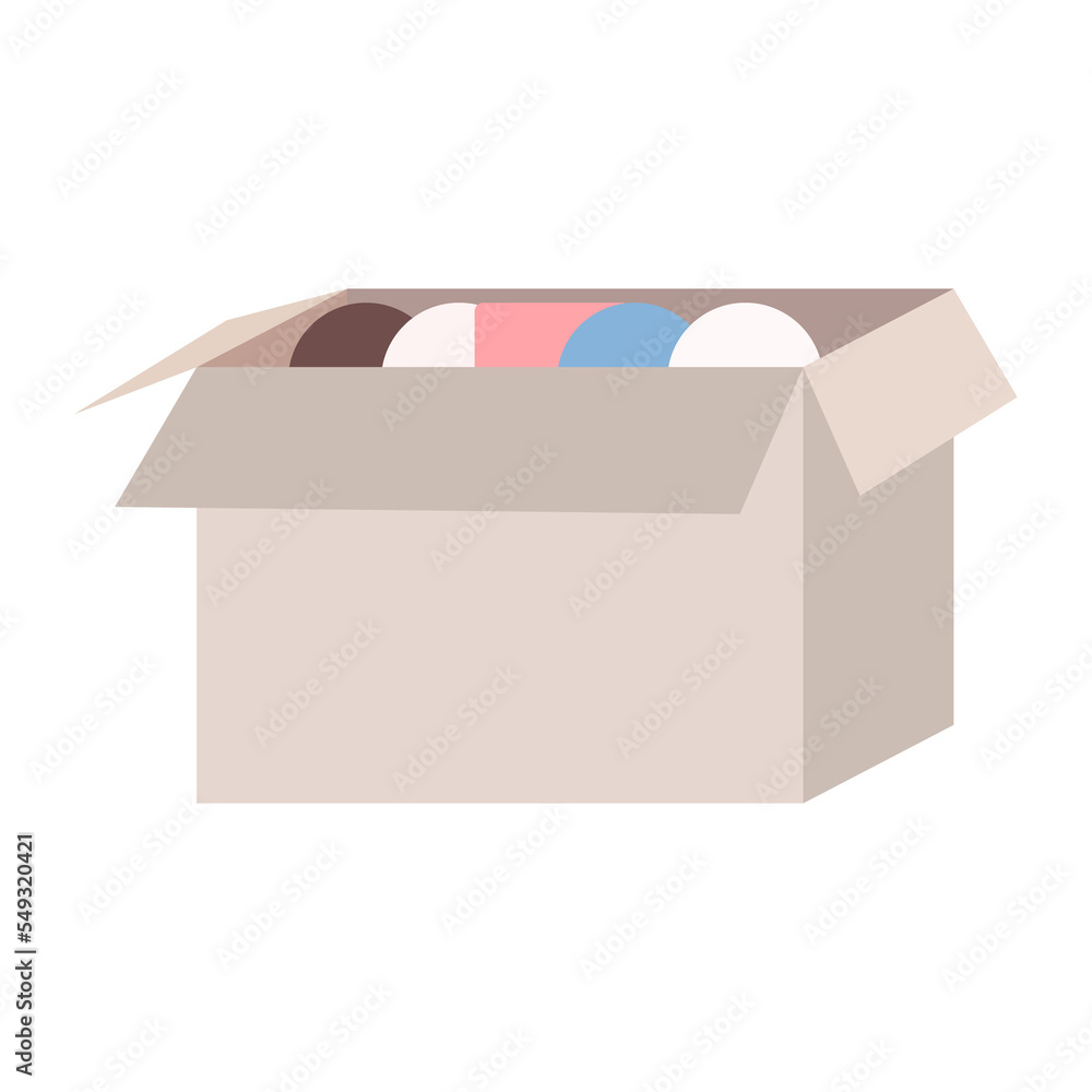 Poster cardboard box with valuable items semi flat color raster object. storage packaging for moving. full 