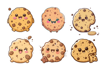 Cute vector cartoon cookies, biscuits - obrazy, fototapety, plakaty