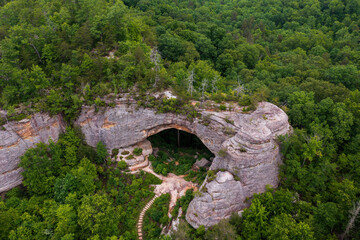 Natural Sandstone Arch + Forested Hills - Daniel Boone National Forest - Southern Kentucky