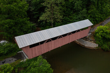 Historic Hokes Mill Covered Bridge - Long Through Truss - Monroe County, West Virginia