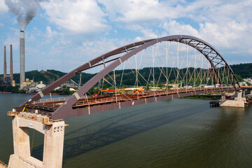 New Tied Arch Bridge Under Construction - Corten Steel - Ohio River - Brilliant, Ohio & West Virginia - 549324433