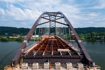 New Tied Arch Bridge Under Construction - Corten Steel - Ohio River - Brilliant, Ohio & West Virginia - 549324440