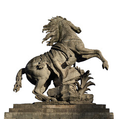 Transparent statue of the horse made from stone in png format