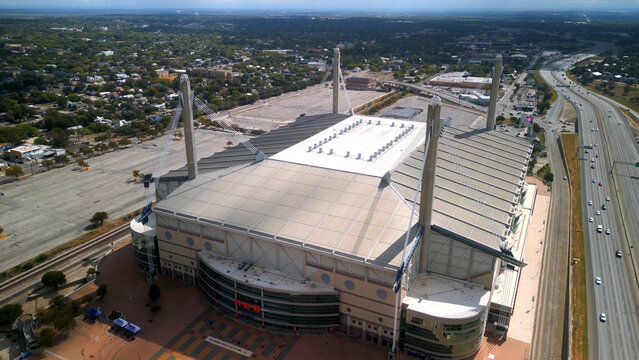 Alamodome Stadium in San Antonio Texas from above - SAN ANTONIO, TEXAS - NOVEMBER 03, 2022