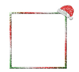 Obraz premium Frame4 Christmas frame with Santa's hat and snowflake in the upper left corner.Transparent frame where you can put whatever you want.