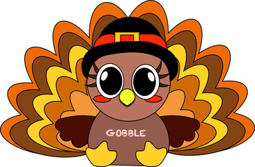 Gobble Cute Turkey vector Art