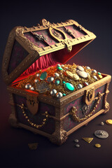Treasure chest full of gold, gems, and diamonds