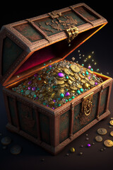 Treasure chest full of gold, gems, and diamonds